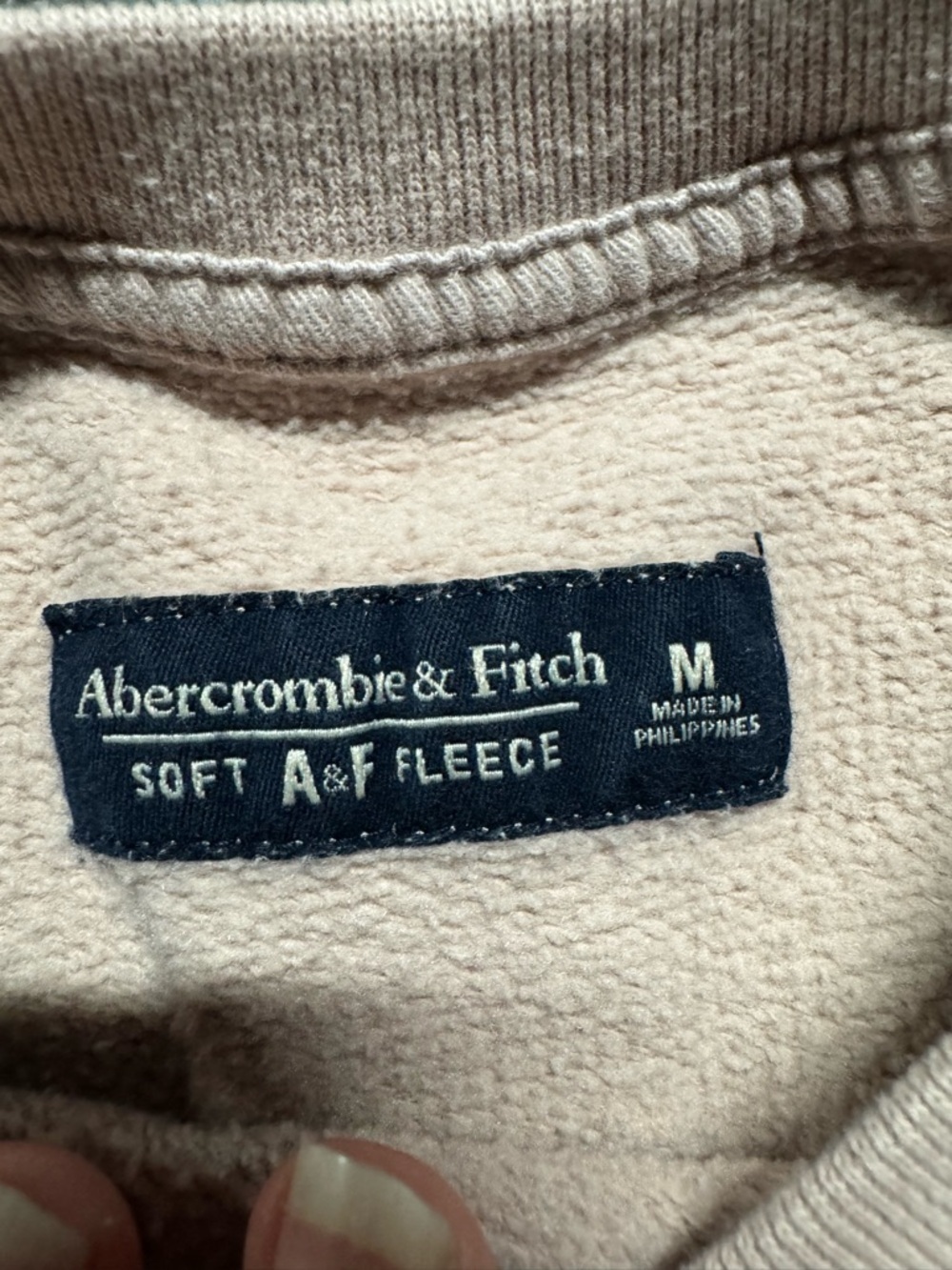 Abercrombie & Fitch Snap Side Sweatshirt Beige Fleece Pullover Women M - Picture 7 of 9